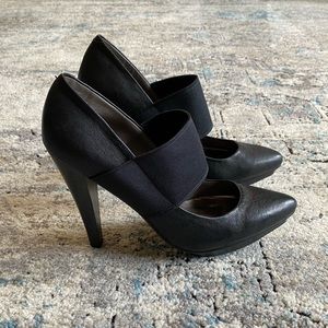 DKNY black leather heels